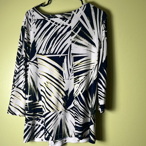 Talk of the walk vintage , long sleeve,Navy and White Patterned Women's Top - Picture 6 of 6